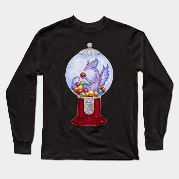 Bubble Gum Dragon Long Sleeve T-Shirt by AmyBrownArt